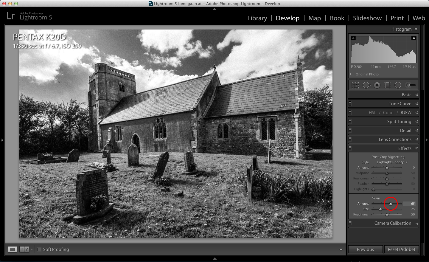Create a grainy black and white effect in Lightroom Life after
