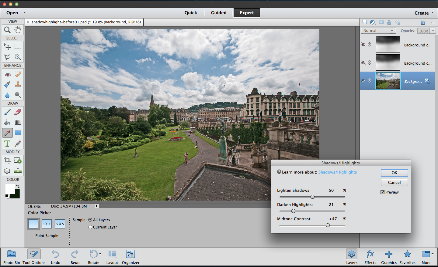 Better Shadow/Highlight adjustments in Elements Life after